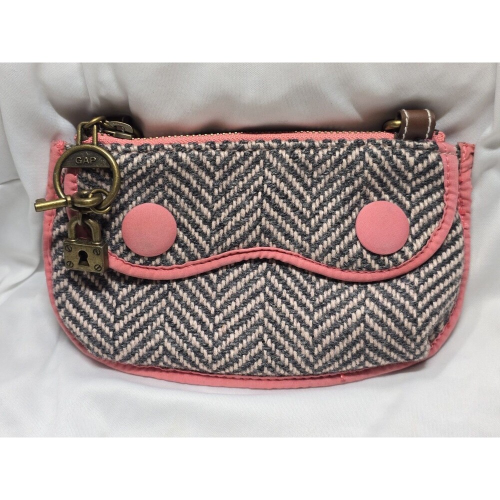 Vintage GAP Herringbone Tweed Wristlet Clutch Waller